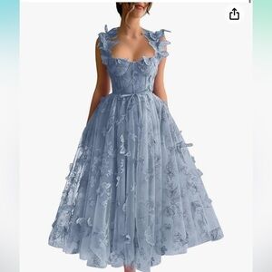 Dusty blue butterfly tulle corset dress size 8